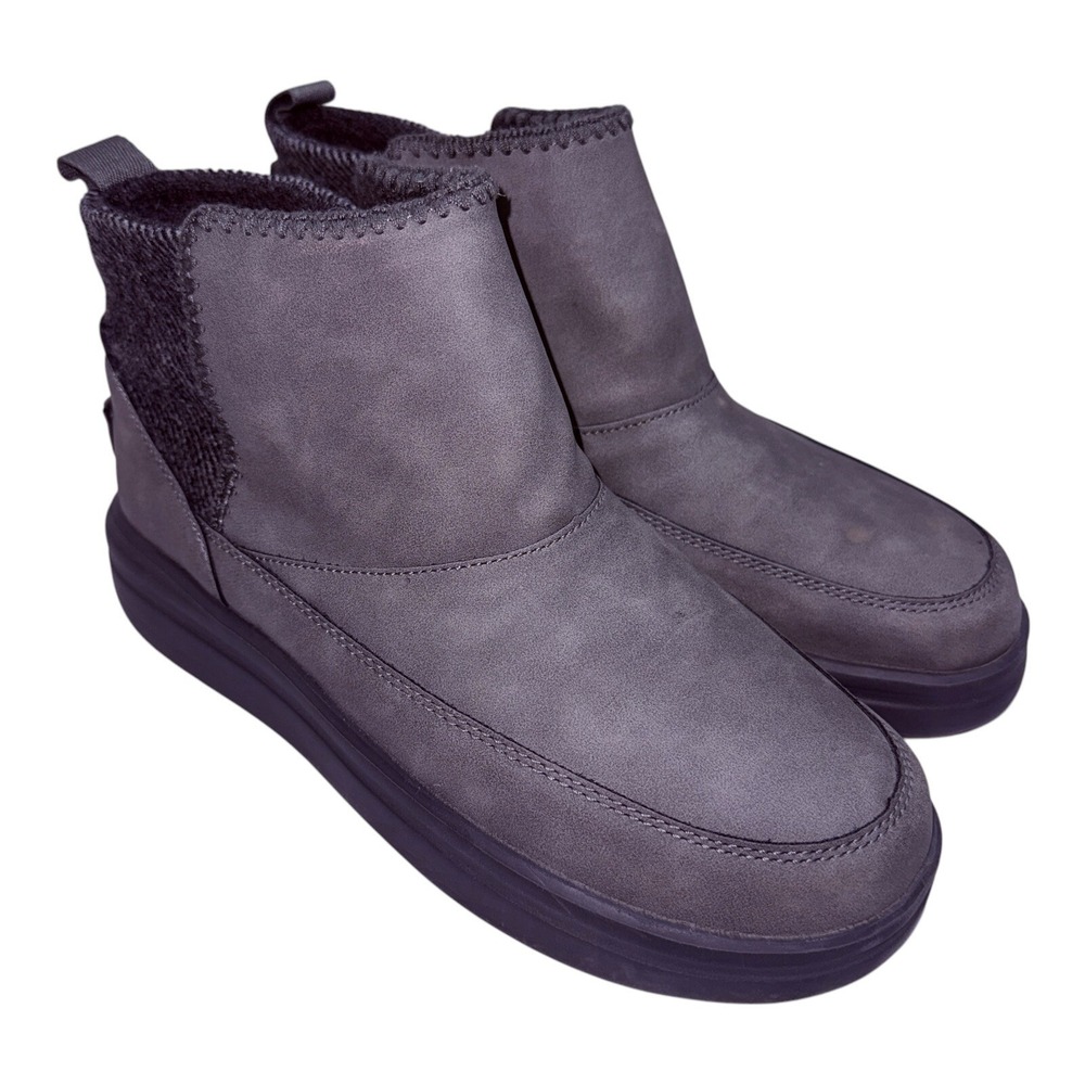 Hey Dude Mel Stone Gray Ankle Booties Women's Size 9 Pull On Shoes